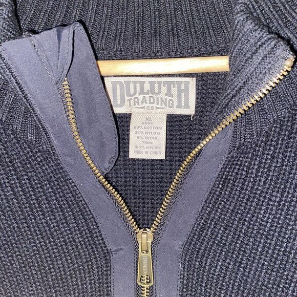 Duluth Trading Co. Men's XL Woolblend FullZip Black Chunky Knit Sweater Grandpa - Picture 4 of 9